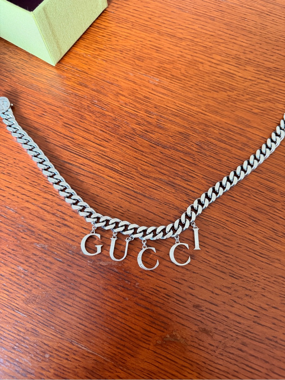 Gucci Silver-Tone Chunky Letter Pendant Necklace - Picture 8 of 8